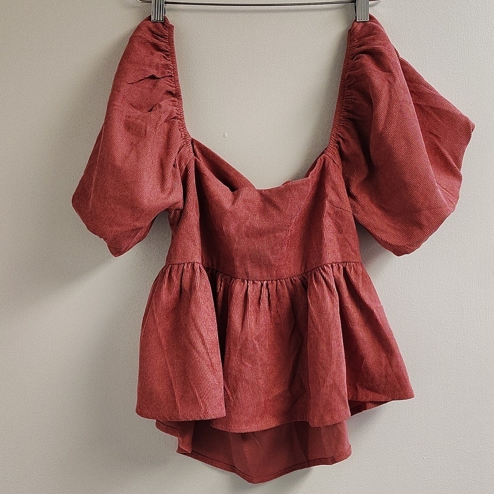Audrey Parks Francesca’s Margot Corduroy Bow Back Top Size Medium